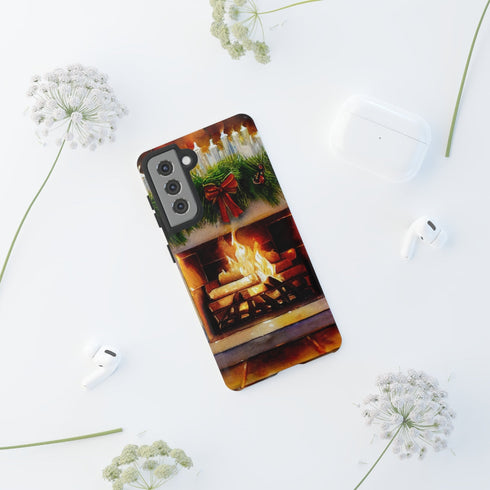 Candles on the Hearth Decorated for Christmas - Impact Resistant Phone Case